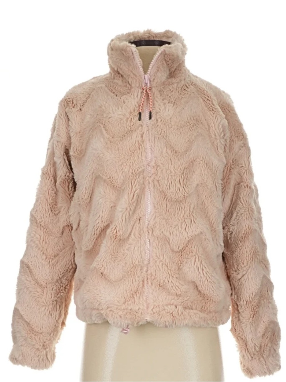 Urban Outfitters Plush Zip-Up Jacket in Beige